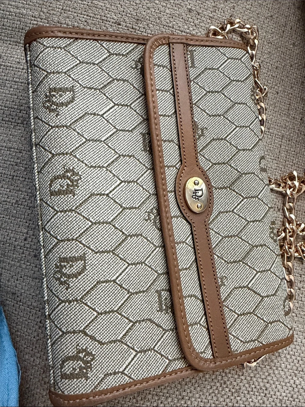 Vintage Christian Dior honeycomb coated canvas